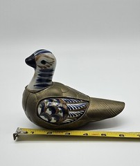 Duck Mexican Tonala Brass Ceramic Pottery Hand Painted Multicolor Folk Art VTG