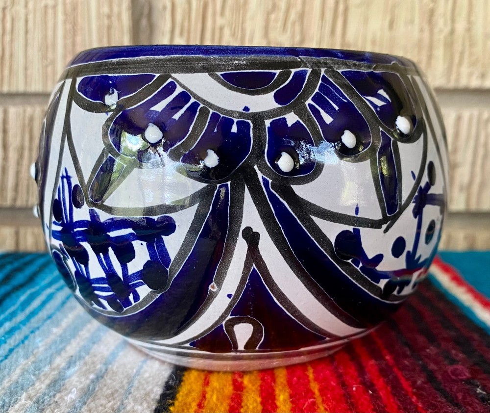 Mexican Ceramic Flower Pot Planter Folk Art Pottery Handmade Talavera #1