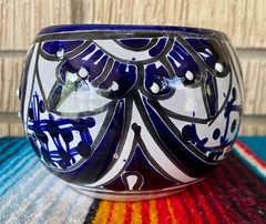 Mexican Ceramic Flower Pot Planter Folk Art Pottery Handmade Talavera #1