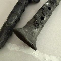 Barro Negro Black Clay Pottery Music Instruments Oaxaca Mexico Flute And Sax
