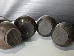 Chinese Antique Black/brown Clay Pottery Vase 4” tall Set Of 4 17th C.