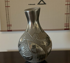 Mata Ortiz Pottery Eduardo Quintana Black On Black Iguana Gecko Lizard Mexican