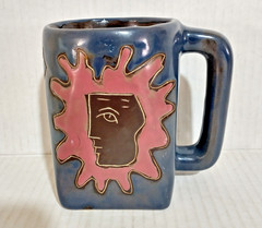 Design By MARA – Handmade & Signed – Mexico Pottery – Square Mug LOT / SET of 4