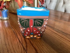 Mexican Talavera Planter Pot Hand Painted Floral Folk Art Pottery Ceramic 5”x4”