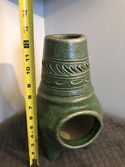 Table Top Chiminea Pottery Green Hand Made 8 Pounds Solid House Decor