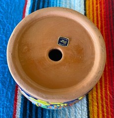 Lg Mexican Ceramic Flower Pot Planter Folk Art Pottery Handmade Talavera #5