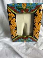 Talavera Mexico Pottery Photo Picture Frame Table Top Hand Painted Marked