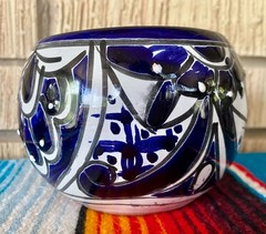 Mexican Ceramic Flower Pot Planter Folk Art Pottery Handmade Talavera #1