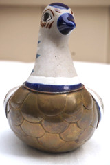 Mexican Folk Art Bird Pottery & Brass Reyna Mexico – Classic Hand Painted Design
