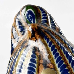 TONALA DUCK FIGURE Brass / Ceramic Hand Painted Mexican Art Vintage Peeking Down