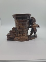 VTG Rdo De Mexican Folk Art Pottery Man Playing music Pen holder Figurine