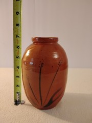Vintage Mid-Century Modern Hand Painted Ceramic Pottery Vase With Signature 7″