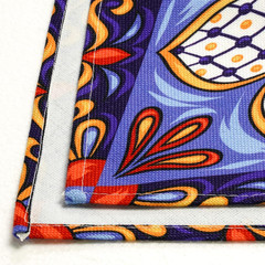 Mexican Talavera Ceramic Tile Pattern Linen Table Runners Dinner Table Setting D