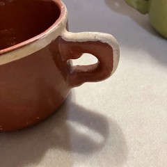 Vintage Mexican Tlaquepaque Pottery Mug Set of 4 Folk Art Style