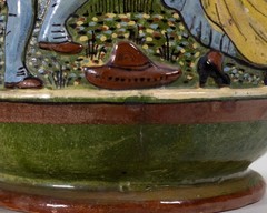 A Major C.1930 Tlaquepaque Mexican Green Pottery Pitcher – Dance/Music Motif