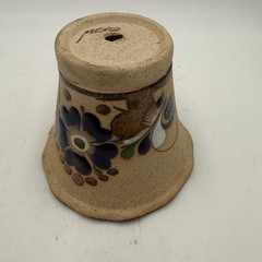 Tonala Mexican Folk Art Pottery Stoneware Cobalt Flowers Pot Tonala Mexico