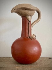 Vintage Mexican Folk Art Bird Terracotta Effigy Vessel Moche Style Handmade 10”
