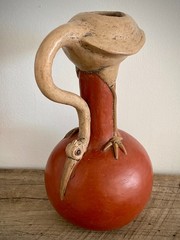 Vintage Mexican Folk Art Bird Terracotta Effigy Vessel Moche Style Handmade 10”