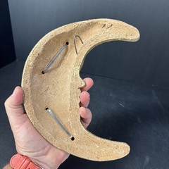 1/4-Moon Face Ceramic/Copper/Brass Mixed Media Celestial Wall Hanging Terracotta