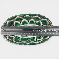 Talavera Camacho Mexico Lead Free Oval Dish 7.5″ Hand Painted Green Bowl