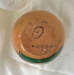 Vintage Tlaquepaque Tecomate Mexico Small Hand Painted Folk Art Round Pot Cactus
