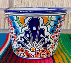 Mexican Ceramic Flower Pot Planter Folk Art Pottery Handmade Talavera #5