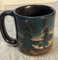 Mara Stoneware Moose Coffee Mug Large 16 Oz Made in Mexico Pottery Blue Brown