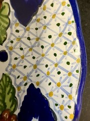 Talavera Puebla Mexico Hand Painted Bowl & 2 Plates Platter Set Blue Floral