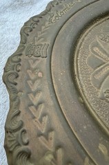 VTG Brass Aztec Mayan Incan Charger Tray Wall Display Plate 3D Figure Columbia