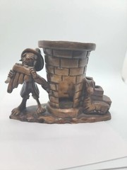 VTG Rdo De Mexican Folk Art Pottery Man Playing music Pen holder Figurine
