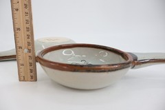 El Palomar Tonala Mexico Pottery Soup Bowl Set of 2 Single Handle Floral Brown