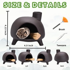 Handmade Ceramic Palo Santo Holder Burner – Mini Chimenea Incense Dish for Pa…
