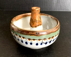 Handmade Incense Sage Burner Holder Pottery Signed Clay Glazed Stoneware Mexico