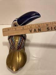 Tonala Pottery & Brass Vintage Toucan Bird Mexican Folk Art