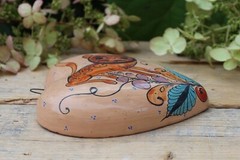 Hand Painted Clay Heart Shapeshifter Nagual Medrano Mexico Folk Art Love Token