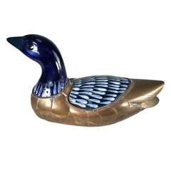 VTG Tonala Brass Duck Figurines Talavera Mexican Folk Art Set of (3) 8″
