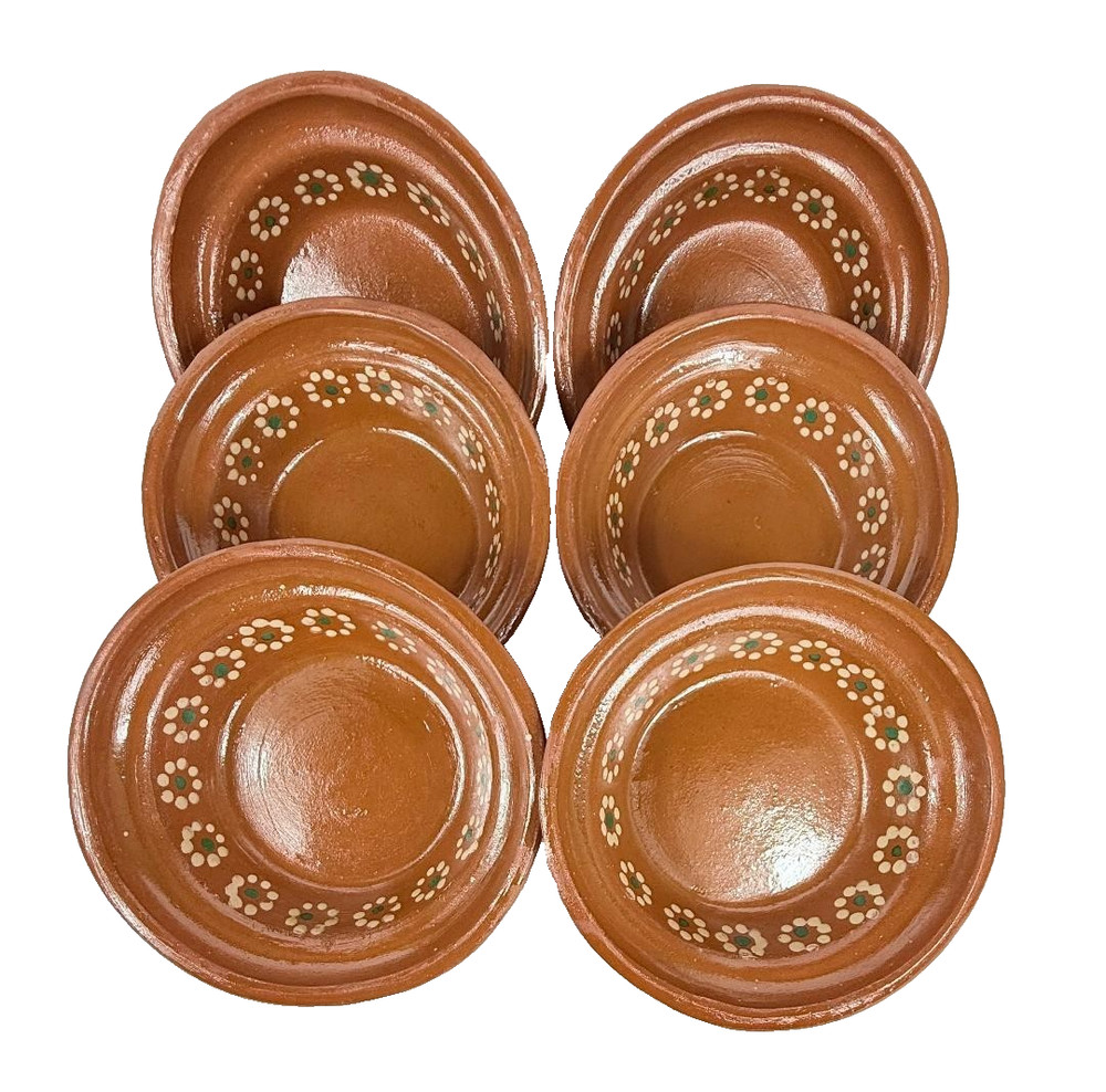 Mexican Redware TerraCotta Clay Barro Bowls ~ 6 3/4″ Set of 6 (SEE BELOW)