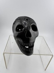 Vtg Oaxaca Black Clay Pottery Sugar Skull Mexico