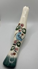 Vintage Tonala Pottery Bird Hand Painted Green Mexican Folk Art Long Neck 6”