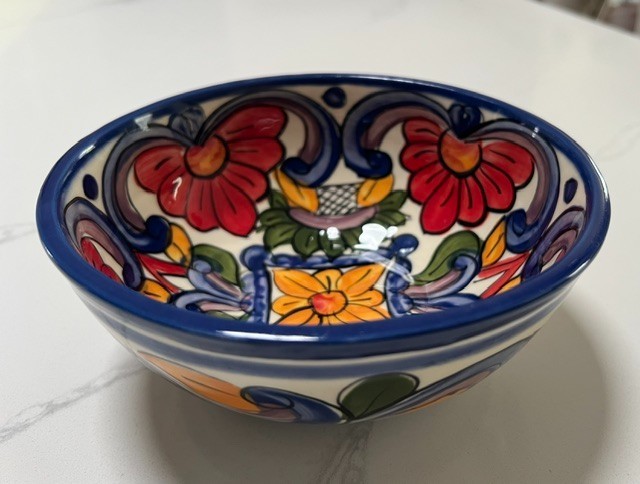 Handmade Mexican Talavera Pottery Ceramic Bowl Floral Handuras NEW
