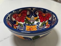 Handmade Mexican Talavera Pottery Ceramic Bowl Floral Handuras NEW