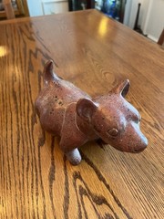 Vintage Colima Style Terracotta Dog Effigy Vessel Mexican Folk Art Hollow