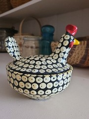 Vintage Handmade Mexican Mayan Folk Art Chiapas Pottery Chicken Pot w/ Lid