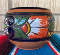 Mexican Ceramic Flower Pot Planter Folk Art Pottery Handmade Talavera #14
