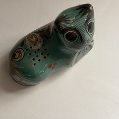 Vintage Set of Two Cat Figurines Tonala Mexico Folk Art Pottery 4 x 3.5″ Signed