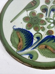 Tonala Hand-Painted Ken Edwards Pottery Green Trivet Bird 7″ El Palomar Mexico