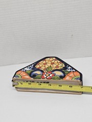 Handmade Authentic Mexican Talavera Ceramic Napkins Holder Vibrant Floral Patter