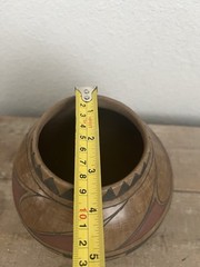 Vintage Mexico Pottery Mata Ortiz Round Bottom Pot Vase Signed 5×5” Wide Mouth