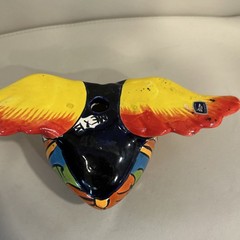 Mexican Talavera Flying Heart Wings Pottery 8” Wall Decor Folk Art