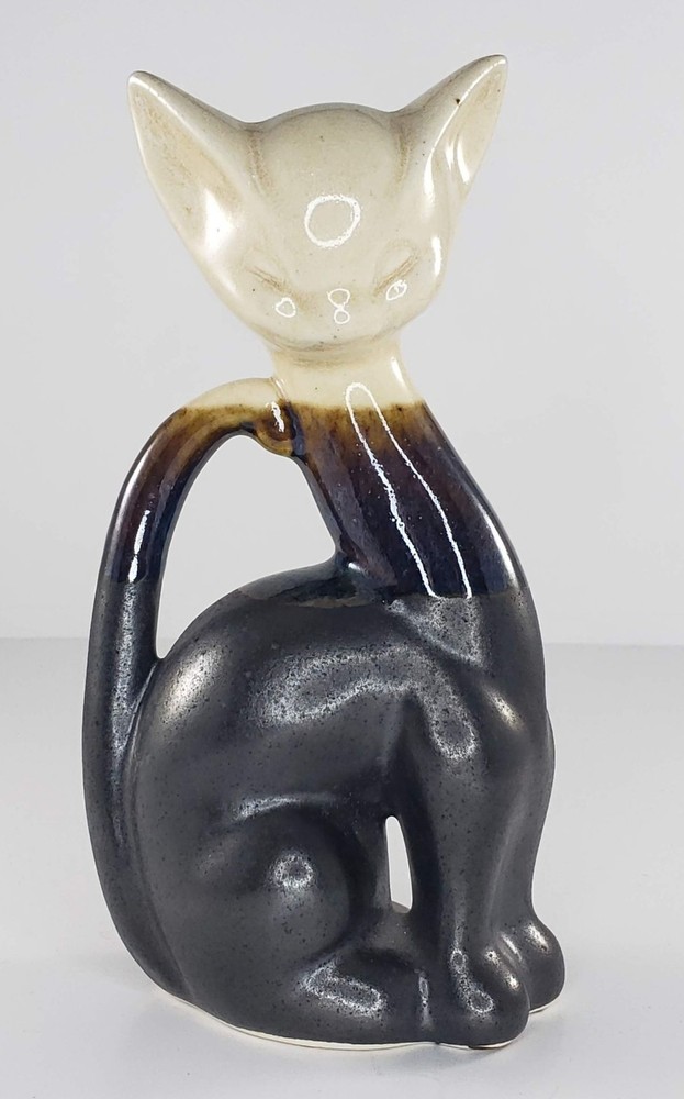 MCM Rodo Padilla Cat Figurine Drip Glaze Pottery Hand Signed Mid Century Modern